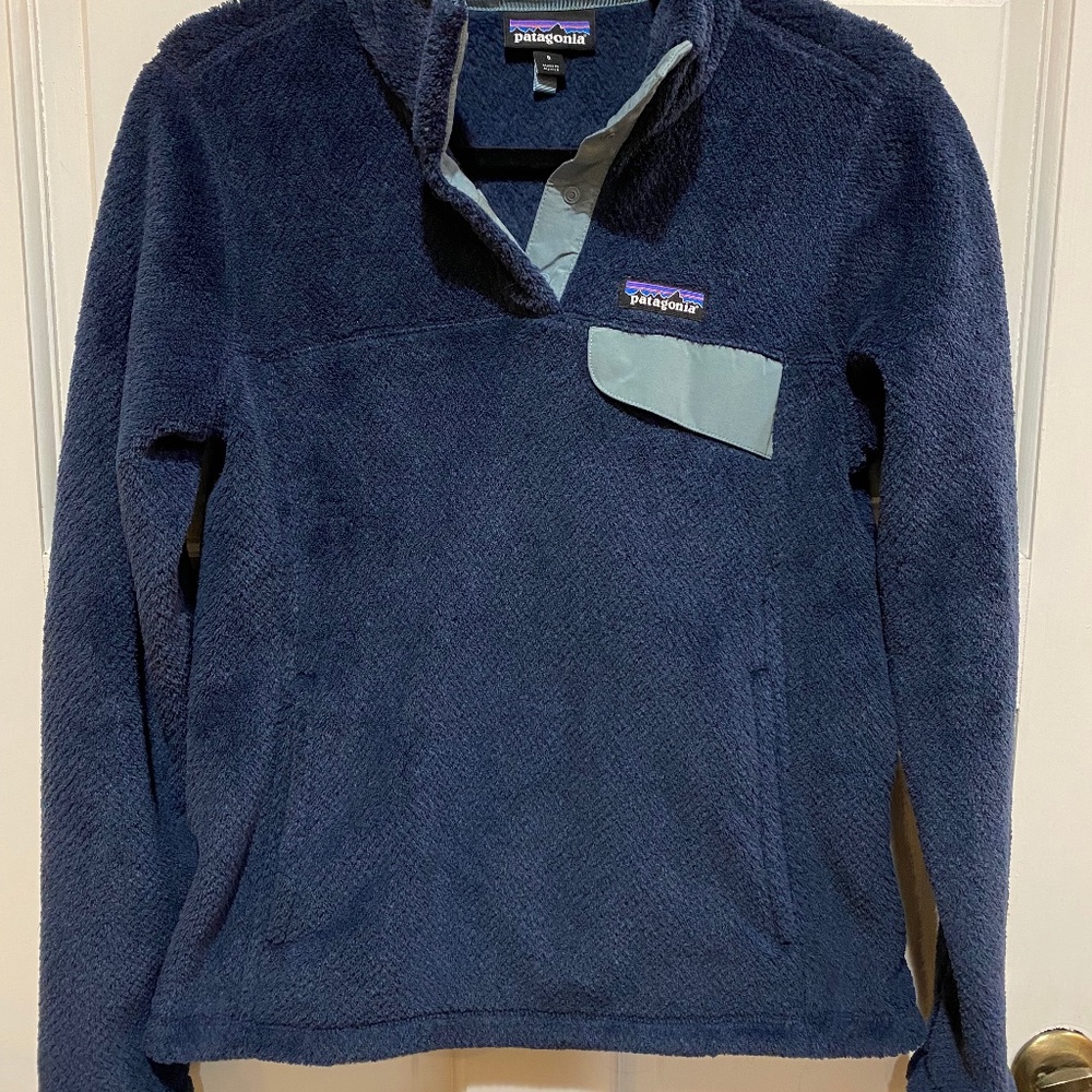 PATAGONIA Snap-T Pullover Fleece Jacket Navy Blue Womens Small.